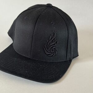 Yupoong 110 One Ten Flexfit Snapback Hat Black Tonal Embroidered Swirl Cap Mens